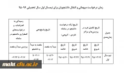 زمان درخواست میهمانی و انتقال دانشجویان برای نیمسال اول تحصیلی 96-95 3