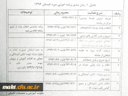 اطلاعیه :زمانبندی برنامه  اجرایی دوره  تابستان 1396 3
