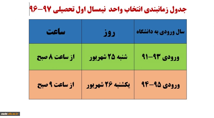 اطلاعیه:

جدول زمانبندی انتخاب واحد  نیمسال اول تحصیلی 97-96 2