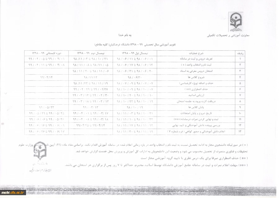 قابل توجه دانشجویان محترم دوره کارشناسی مرکز شهدای مکه 2