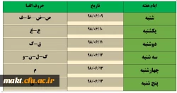 برنامه زمان بندی مصاحبه تخصصی پذیرفته شدگان چند برابر ظرفیت دانشگاه فرهنگیان- دختران شهر تهران 
مرکز آموزش عالی شهدای مکه
 3