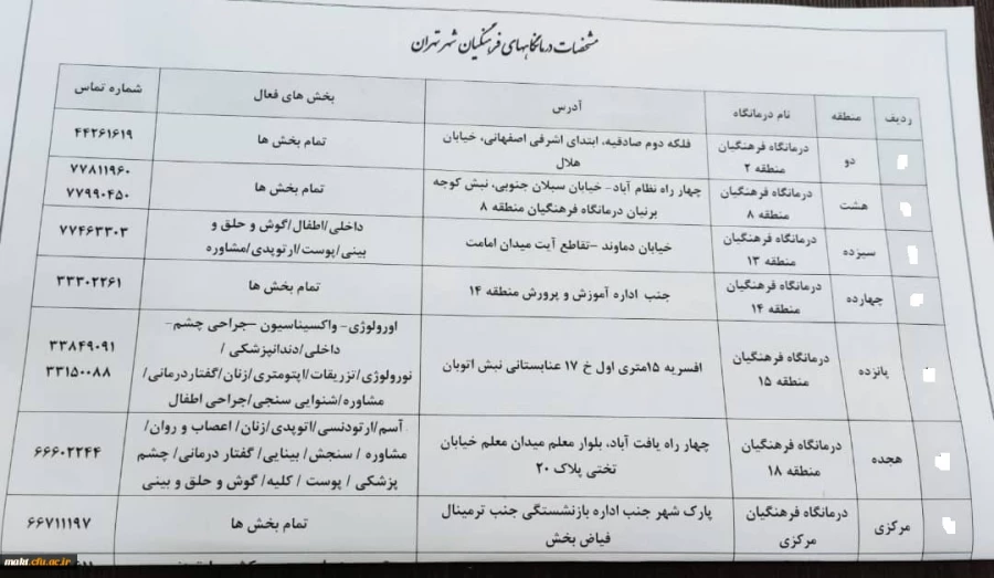 اطلاعیه ویژه در خصوص زمان مراجعه به درمانگاه جهت معاینات پذیرفته شدگان چنبرابر ظرفیت 3
