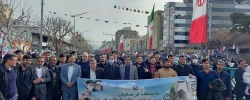 حضور استادان، رؤسا و معاونان پردیس ها و مراکز، کارکنان و دانشجویان دانشگاه فرهنگیان تهران در راه پیمایی روز 22 بهمن 2