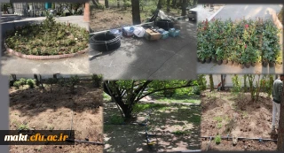 اجرای طرح نوین آبیاری و کاشت گل برای زیباسازی محوطه مرکزآموزش عالی شهدای مکه