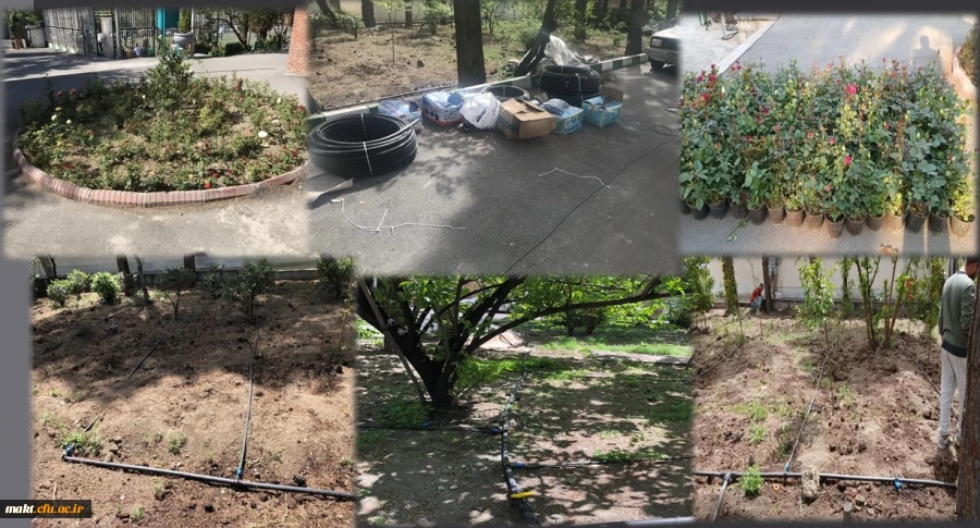 اجرای طرح نوین آبیاری و کاشت گل برای زیباسازی محوطه مرکزآموزش عالی شهدای مکه 2